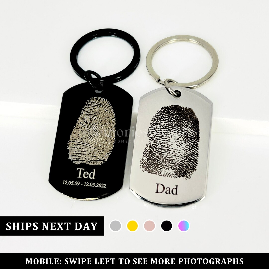 Actual Fingerprint Keyring Personalised Finger Print Keyring Memorial