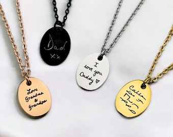 Personalised Handwriting Oval Necklace | Memorial Necklace | Keepsake Necklace | Custom Necklace