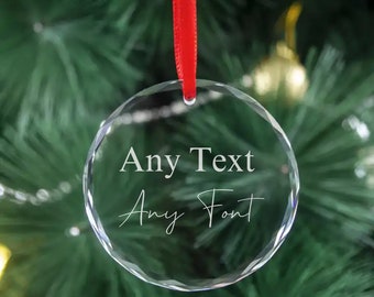 Personalised Laser Engraved Glass Bauble | Custom Engraved Christmas Bauble