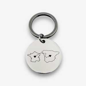 Personalised Two Homes Disc Keychain Custom Country Keyring Special Location Favourite Place image 4