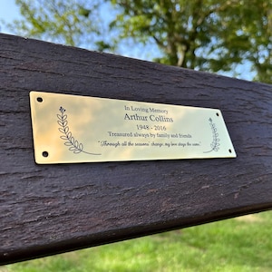 Custom Bench Plaque | 7&quot; x 2&quot; Solid Steel Engraved Nameplate | Memorial Plaque | Commemoration | Personalised All Weather Stainless Steel
