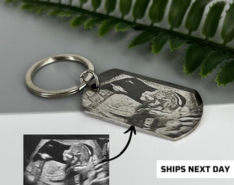 Personalised Ultrasound Baby Scan Keyring - Engraved Baby Scan Keyring - Engraved Ultrasound Keyring - Engraved Baby Shower Gift