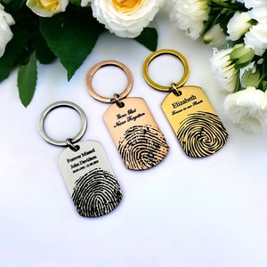 Benutzerdefinierte Fingerabdruck mit Text Flat Bar Keychain | Personalisiertes Erinnerungsgeschenk | Tatsächlicher Fingerabdruck | In Erinnerung an | Geschenk für Ihn