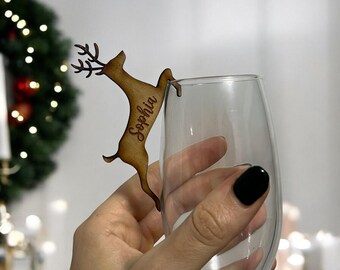 Personalised Reindeer Drink Tag | Christmas Drink Topper | Place Settings | Table Favours | Decorations | Place Cards | Holiday Decor