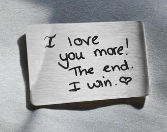 Actual Handwriting Wallet Card | Personalised Engraving | Daddy Day Gift | Fathers Day Gift | Child's Keepsake | Metal Wallet Insert