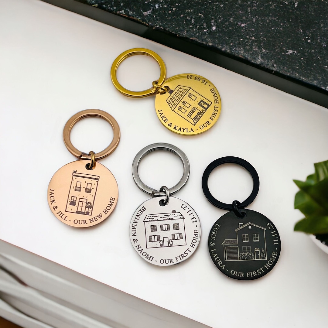 Fisrt Home Key Rings Pair of Our First Home Keyrings | Personalised Laser Engraved ...