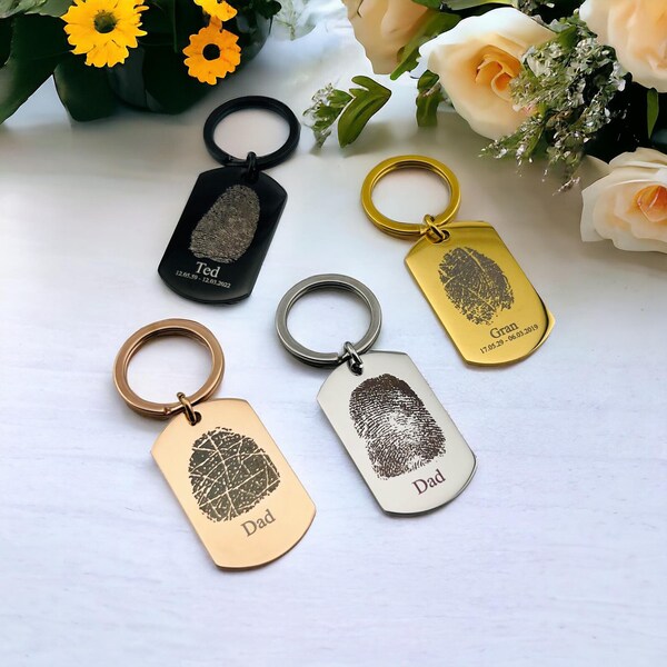 Actual Fingerprint Keyring | Personalised Finger print Keyring | Memorial Keyring | Memorial Keychain