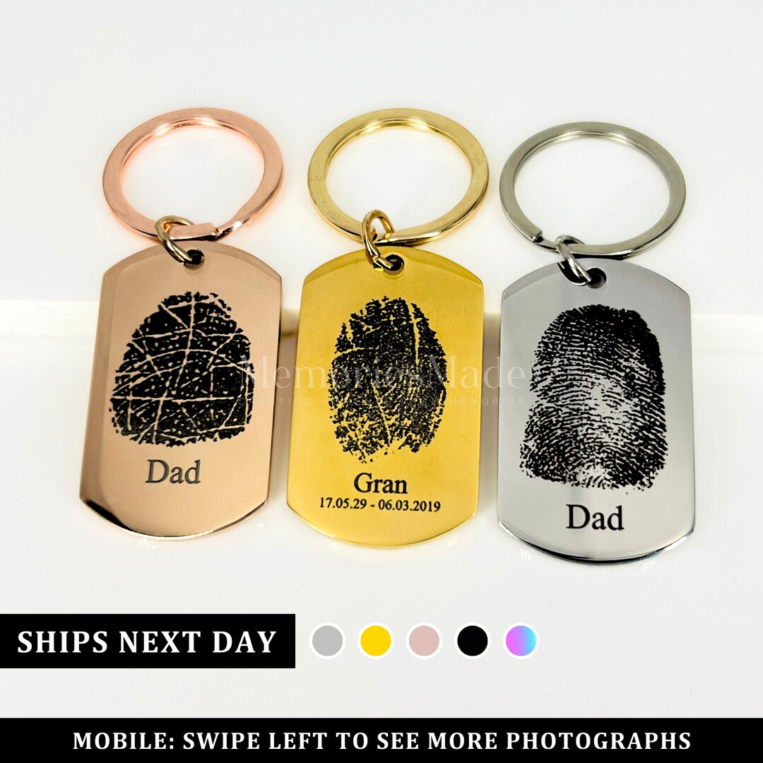 Actual Fingerprint Keyring Personalised Finger Print Keyring Memorial