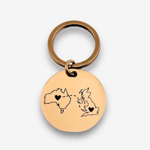 Personalised Two Homes Disc Keychain Custom Country Keyring Special Location Favourite Place image 5