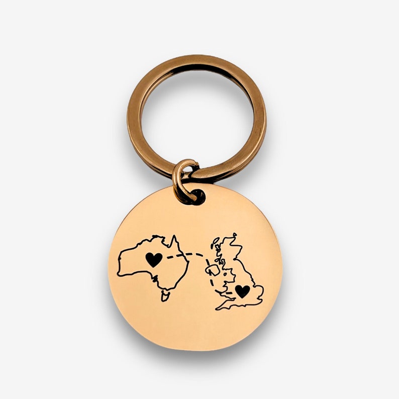 Personalised Two Homes Disc Keychain Custom Country Keyring Special Location Favourite Place image 5