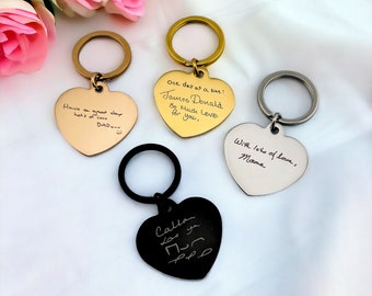 Personalised Handwriting Keyring | Heart Shaped Handwriting Keychain | Laser Engraved Handwriting Keyring | Actual Handwriting