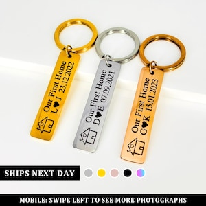 Our First Home Keyring | Personalised Laser Engraved Housewarming Gift | First Home Gift