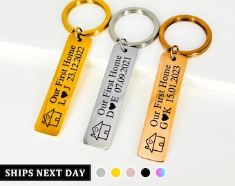 Onze eerste sleutelhanger voor thuis | Gepersonaliseerde lasergegraveerd housewarmingcadeau | Eerste thuiscadeau