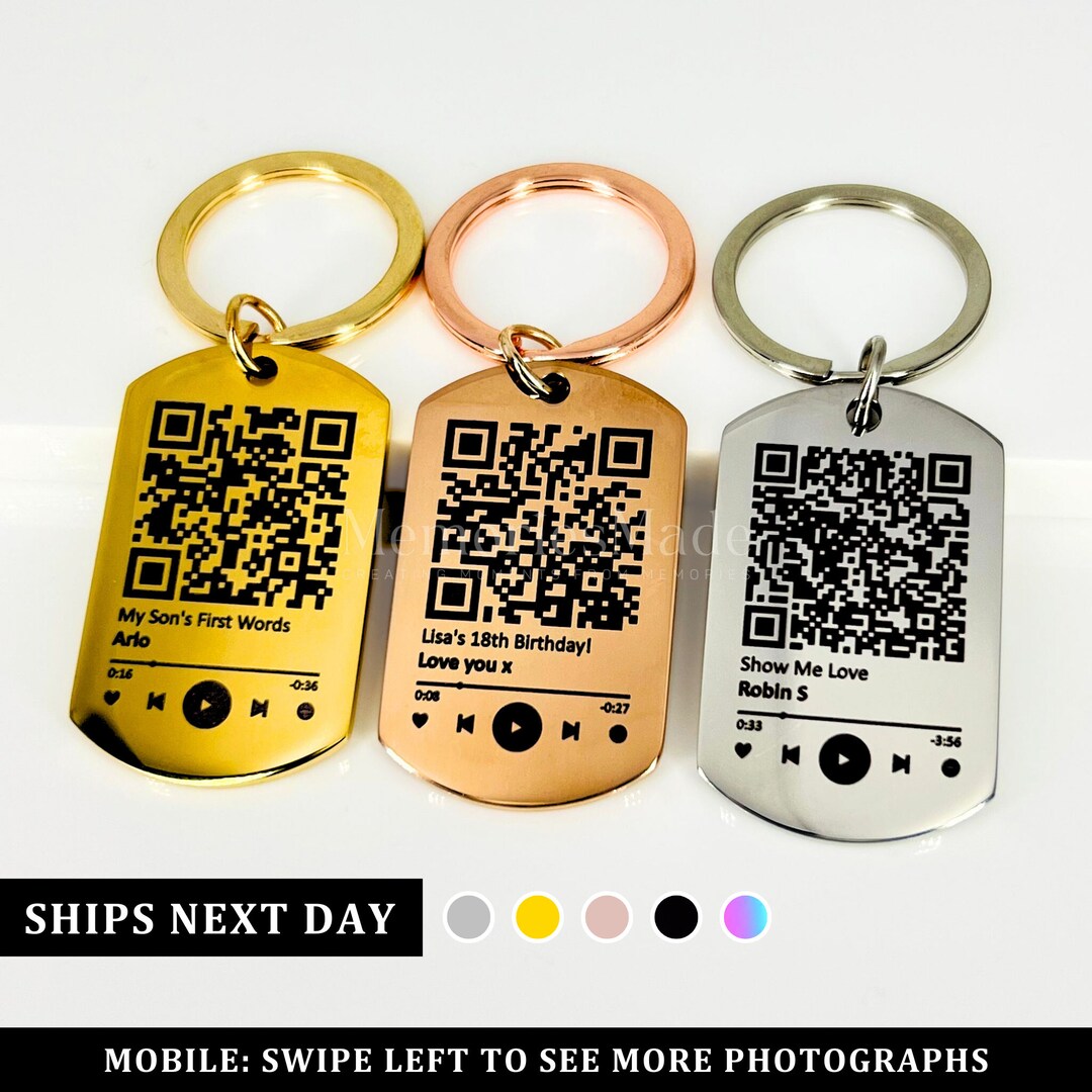 Custom QR Code Keyring Personalised QR Code Keychain Etsy