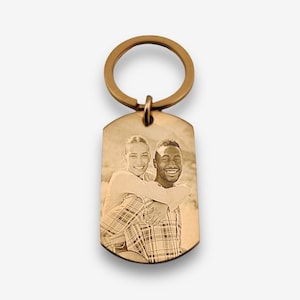 Personalisierte Fotografie Schlüsselanhänger Lasergravierte Foto-Schlüsselanhänger Paare Schlüsselring Geschenk Jubiläumsgeschenk Personalisierter Schlüsselring Rose Gold