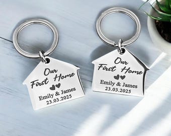 Custom Our New Home Keyrings or Our 1st Home | Sold as a Pair or as a Single Keyring | House Keychain Set | New Homeowners Gifts