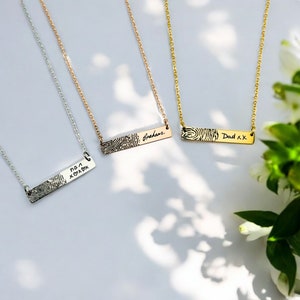 Custom Fingerprint with Handwriting Plate Necklace | Signature Keepsake | Memorial Jewelry | Remembrance | Personalized Gift for Her