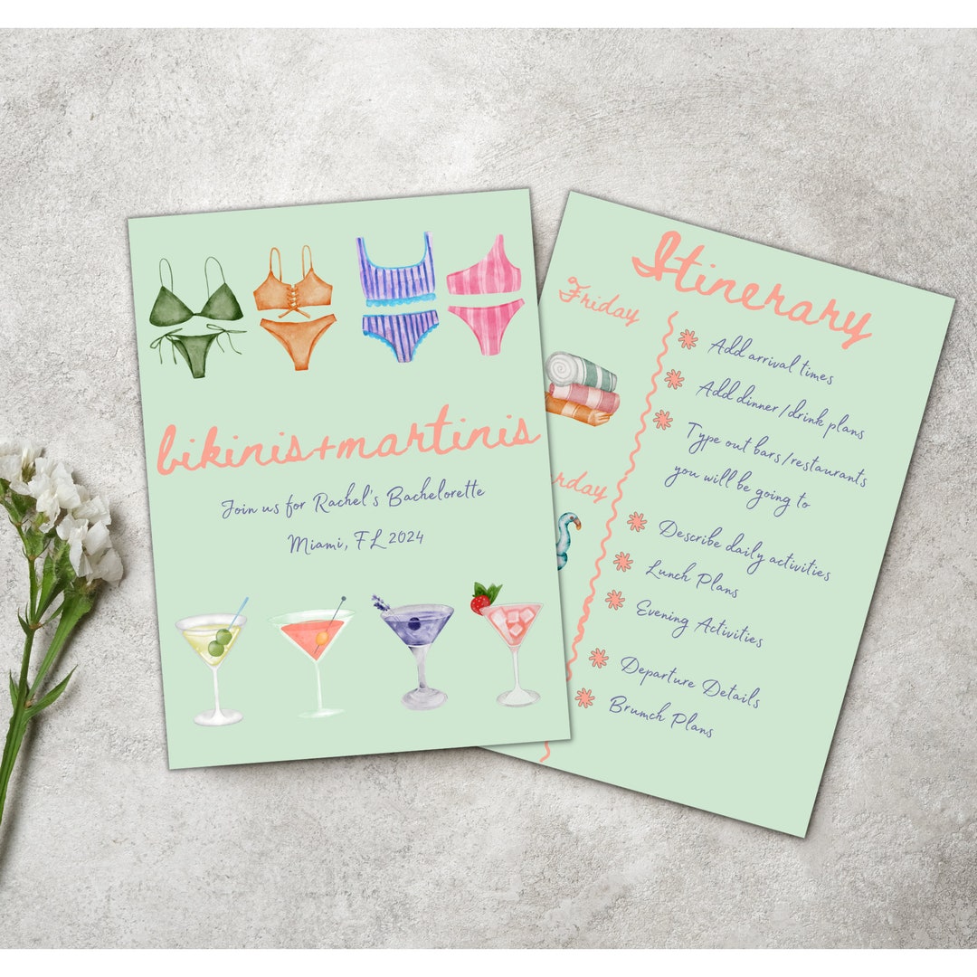 Bikinis and Martinis Bachelorette Party Invitation and Etsy