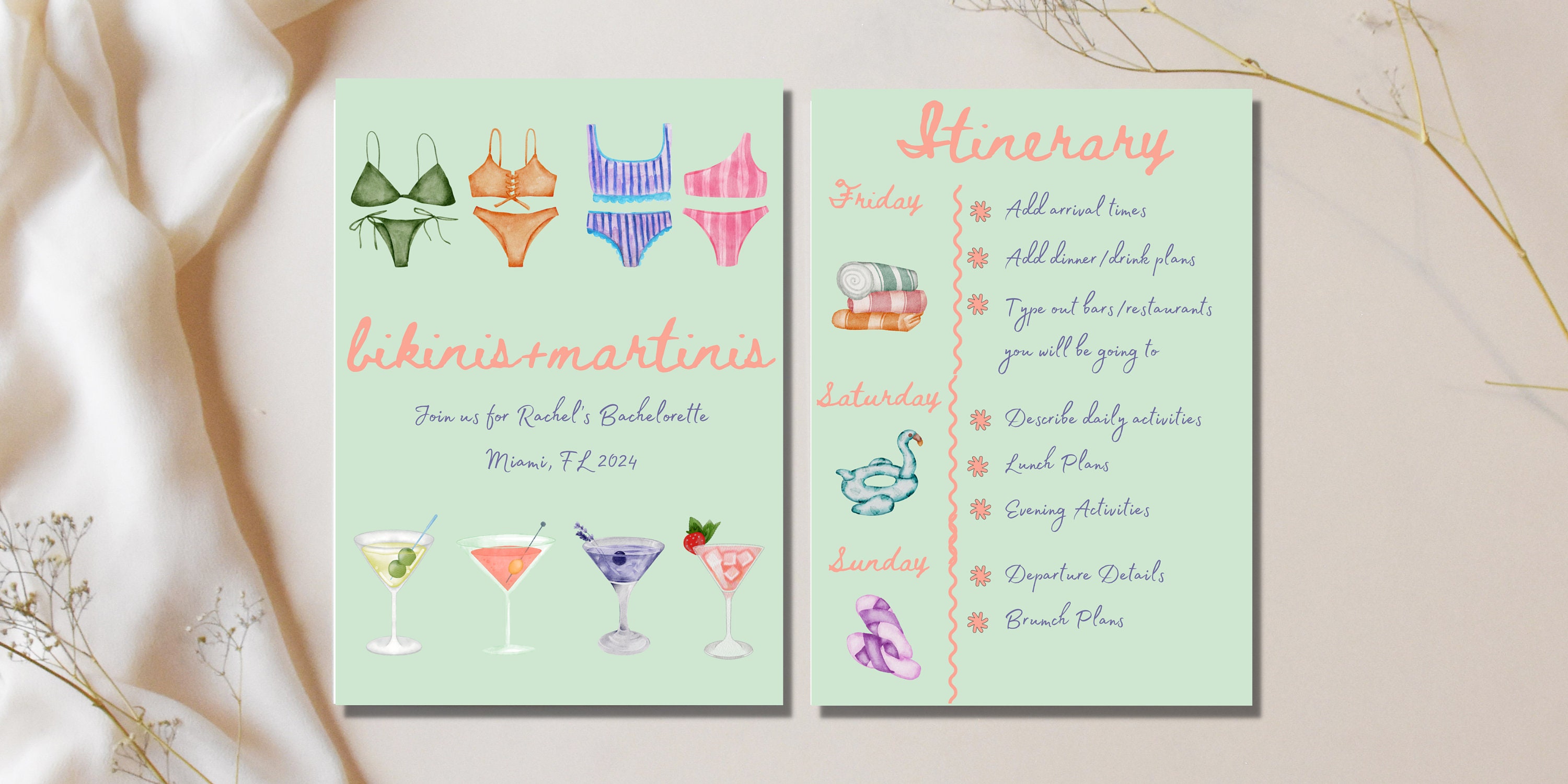 Bikinis and Martinis Bachelorette Party Invitation and Etsy