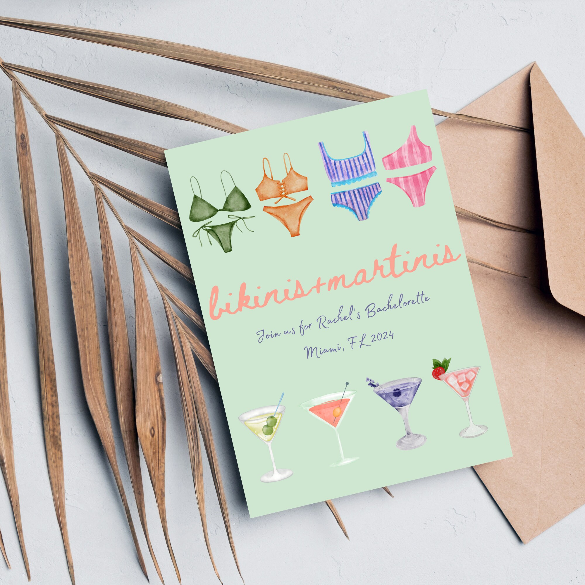 Bikinis and Martinis Bachelorette Party Invitation and Etsy