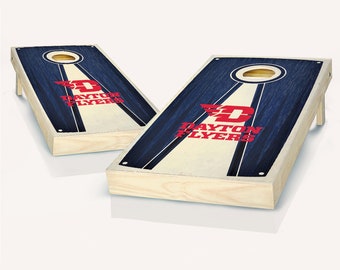Pyramid Cornhole Set: Dayton Flyers Theme (Boards and Bags Included)