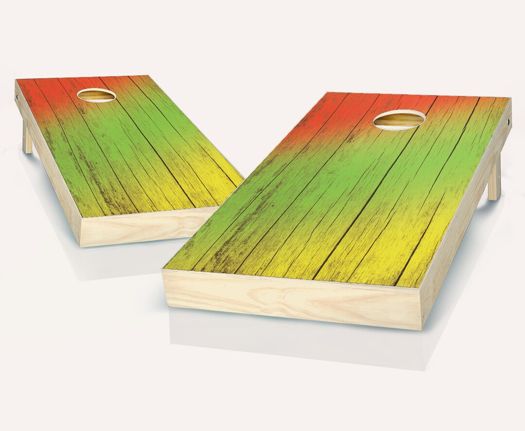 Cornhole Game Set: Rasta Grain Design - Portable Tailgate Boards - Etsy