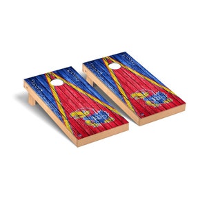 Kansas KU Jayhawks Premium Cornhole Board Set - Officially Licensed NCAA Outdoor Cornhole Boards