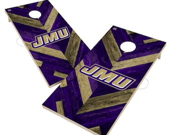 James Madison University JMU Dukes Backyard 2x4 Cornhole Board Set - Officially Licensed NCAA Outdoor Cornhole Boards