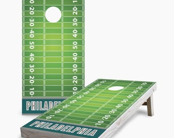 Philadelphia Football Cornhole Set - Includes Boards, Bags & More - Outdoor Lawn Game for Tailgating