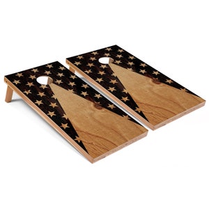 American Flag Dark Cornhole Board Set - Comes With 2 Boards and 8 Bags + Optional Accessories - Outdoor Lawn Game for Tailgating