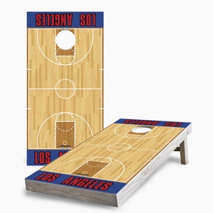 Los Angeles Basketball Cornhole Set - Includes Boards, Bags & More - Outdoor Lawn Game for Tailgating