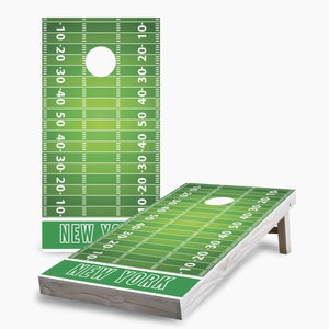 New York Football Cornhole Set - Includes Boards, Bags & More - Outdoor Lawn Game for Tailgating
