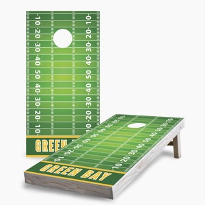 Green Bay Football Cornhole Set - Includes Boards, Bags & More - Outdoor Lawn Game for Tailgating