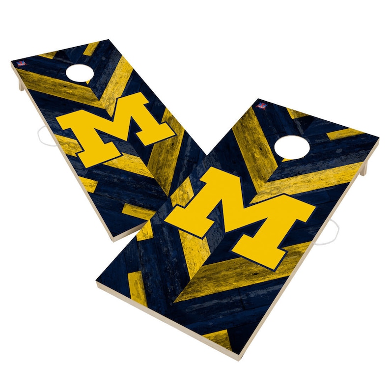 Michigan Wolverines Backyard 2x4 Cornhole Board Set - Officially Licensed NCAA Outdoor Cornhole Boards