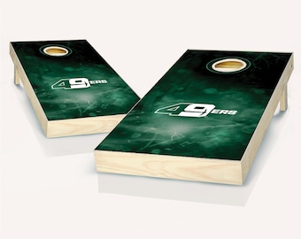 UNC Charlotte Smoke Cornhole Set - Folding Legs, Corn-Filled Bags