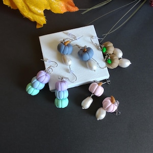 Pendientes de calabaza de otoño, pendientes de calabaza pastel