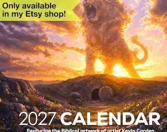 2027 Christian Artwork Calendar, 12 month wall calendar, Biblical artwork, artist Kevin Carden