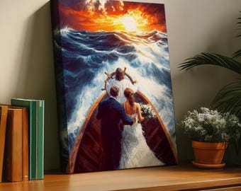 Jesus with Bride and Groom -- Wall Art, Stretched Canvas