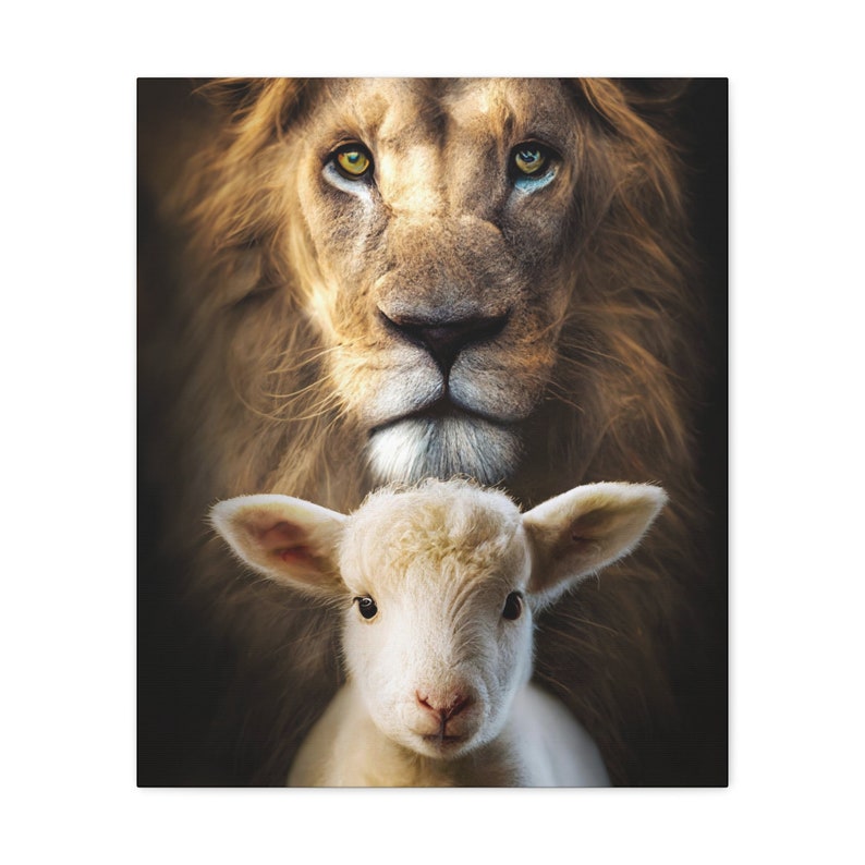 The Lion and the Lamb Wall Art, Stretched Canvas Etsy
