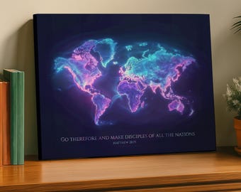 The Great Commission -- Wall Art, Stretched Canvas, Missionary Poster, Christian wall art
