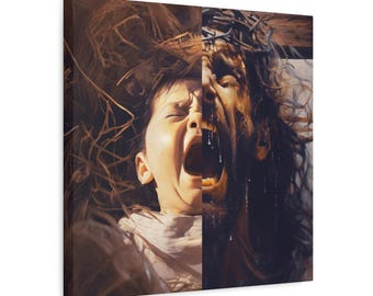 The First and Last Breath of Jesus -- Wall Art, Stretched Canvas, Nativity Christmas Art