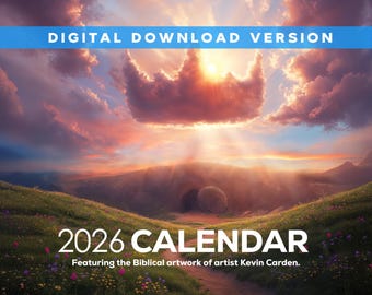2026 Calendar Printable Download. Christian Artwork Monthly Calendar, Letter size