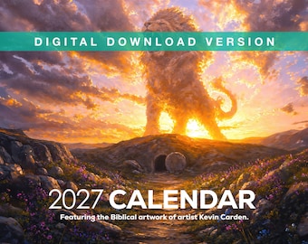 2027 Calendar Printable Download. Christian Artwork Monthly Calendar, Letter size