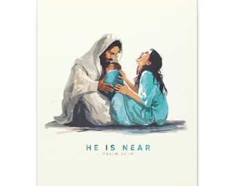 He is Near -- Wall Art, Stretched Canvas, Jesus comforts the pain of a grieving mother