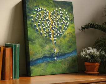 Jesus runs towards the lost lamb -- Wall Art, Stretched Canvas, Lost Sheep, Good Shepherd