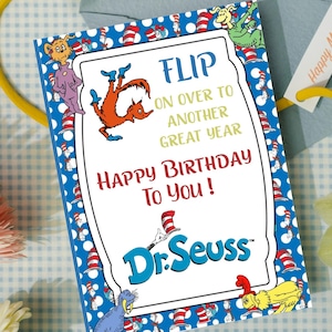 Dr Seuss Birthday Card, Dr Seuss Greeting Card, DR Seuss Kids Birthday Gift, Dr Seuss Printable Birthday Card, Cat in the hat Greeting Card