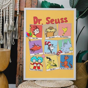 Dr Seuss Day Inspired Wall Art, Dr Seuss School Poster, Dr Seuss Kids Art, School Dr Seuss Day PNG, Dr Seuss Printable Decoration