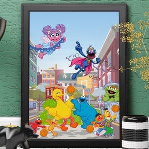 Sesame Street Nursery Print: Big Bird & Friends Kids Room Decor (PNG Digital Download)