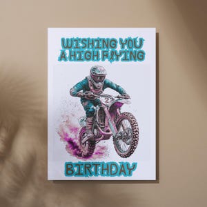 Motocross Birthday Card, Dirt Bike Birthday Card, Motorcycle Birthday Card Gift, Birthday Motocross Greeting Card