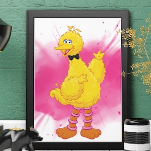Big Bird Sesame Street Inspired Printable Wall Art, Kids Big Bird Bedroom Home Decor, Sesame Street Character Poster, Sesame Street Decor